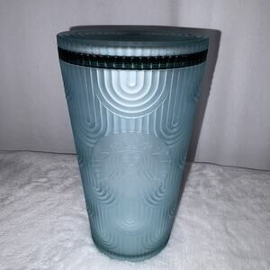 Starbucks 2022 Spring Aqua Blue Scales Soft Touch Tumbler Grande 16oz EUC